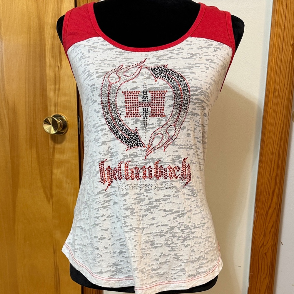 Blue 84 Red and White Tank Top with Graphic Design